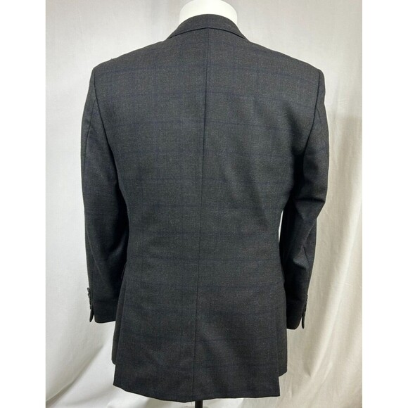 HUGO BOSS Gray Windowpane Plaid Wool Sport Coat Blazer-2 Button-Dual Vent-Sz 38R - Picture 4 of 14